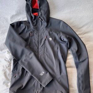 Mountain Hardwear Lightweight Hooded Wind/Rain Shell Jacket - Men’s Small, Black